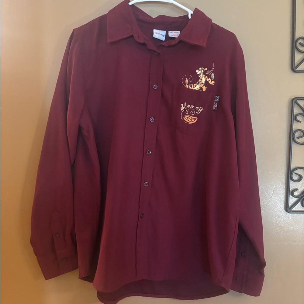 Tigger Show Off Winnie The Pooh Disney Women's Button Up Long Sleeve Shirt - L - Picture 2 of 8